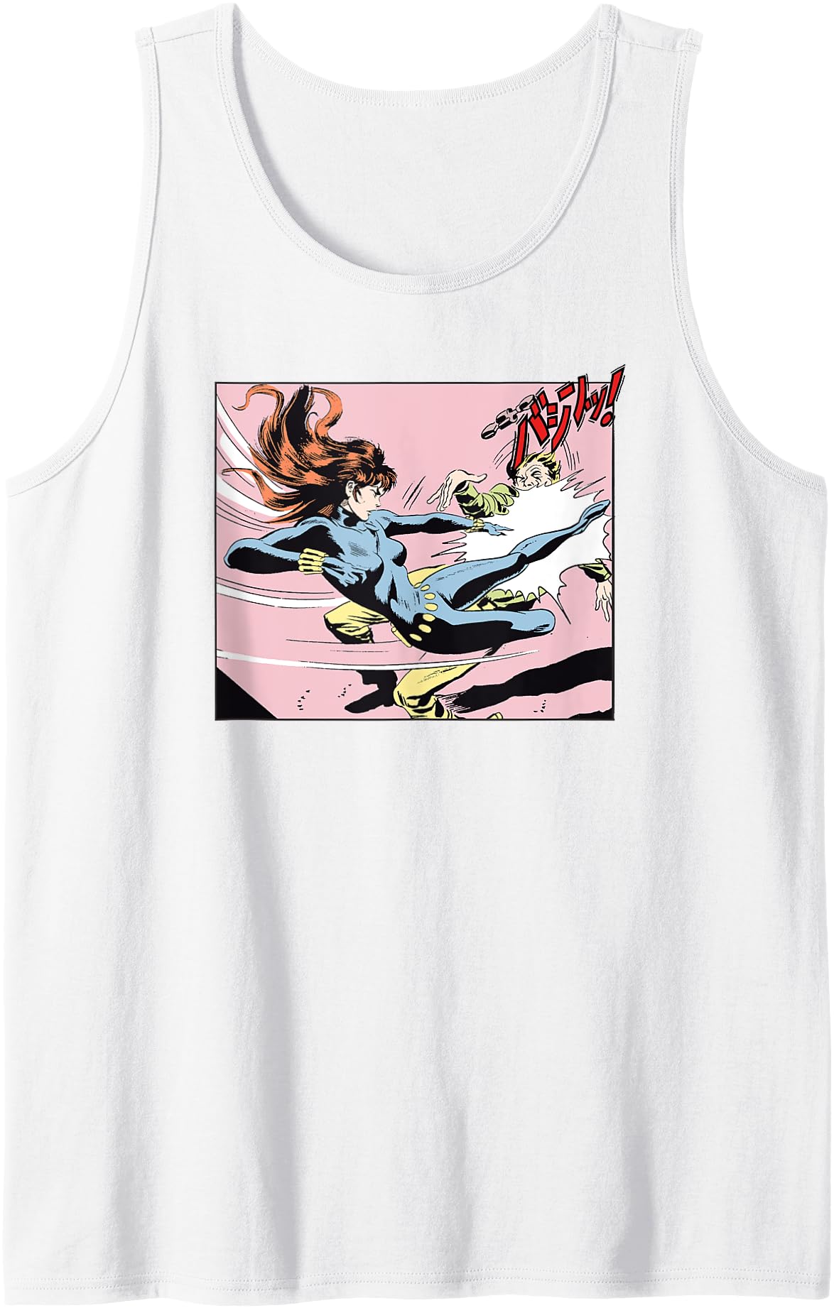 Marvel Avengers Black Widow High Kick Japanese Retro Comic Tank Top