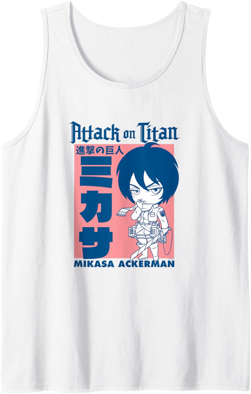 Attack on Titan Season 3 Chibi Mikasa Block Art AOT Anime Tank Top