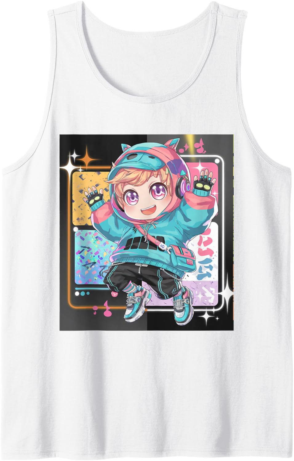 Cute pastel cyberpunk, Chibi anime, Vibrant chibi art, Tank Top