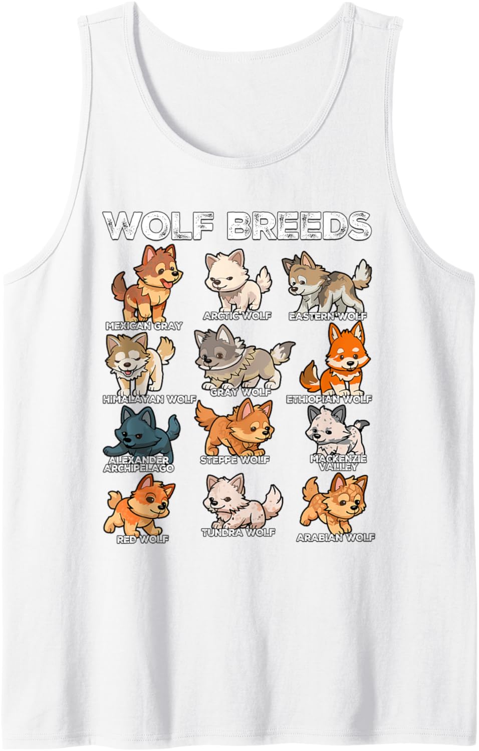 Wolf Breeds Funny Cute Wolf Animals Chibi Wolf Tank Top