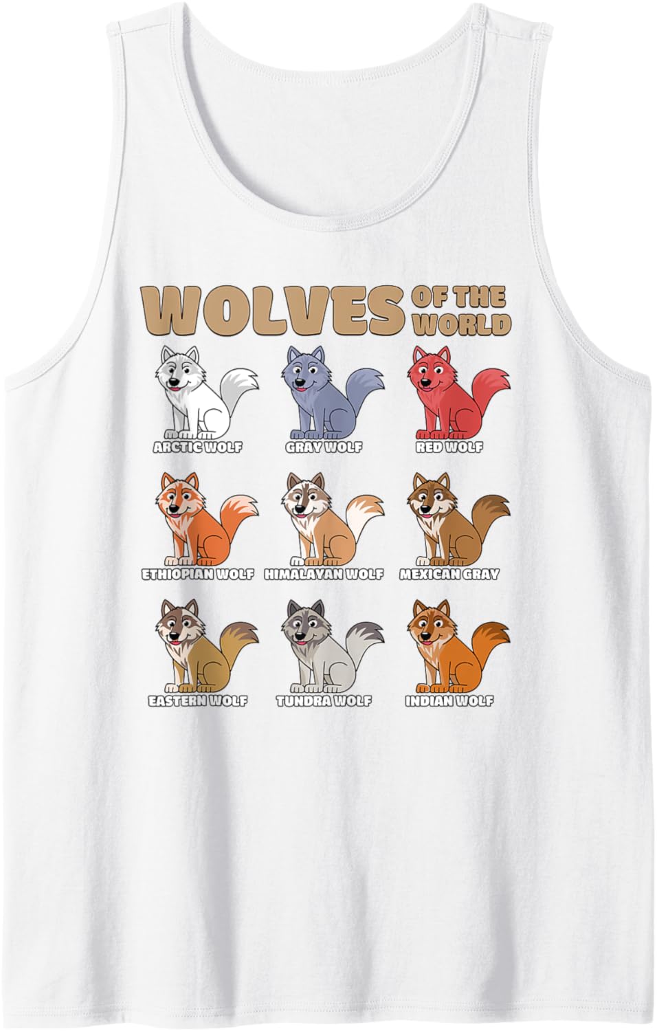 Wolves of the World Funny Cute Chibi Wolf Lover Tank Top
