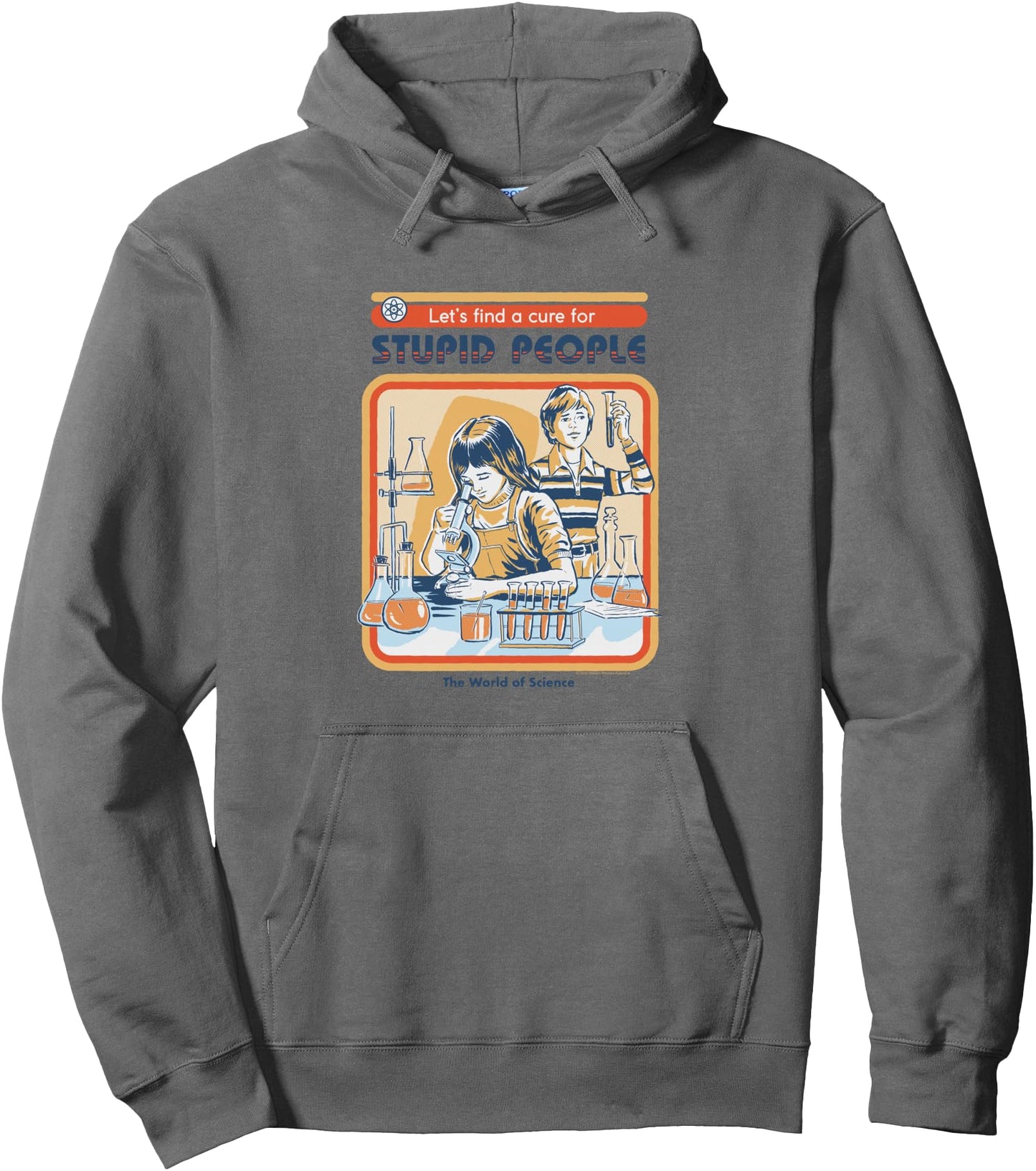 Steven Rhodes Let's Cure Stupid People Lab Retro Dark Humor Pullover Hoodie