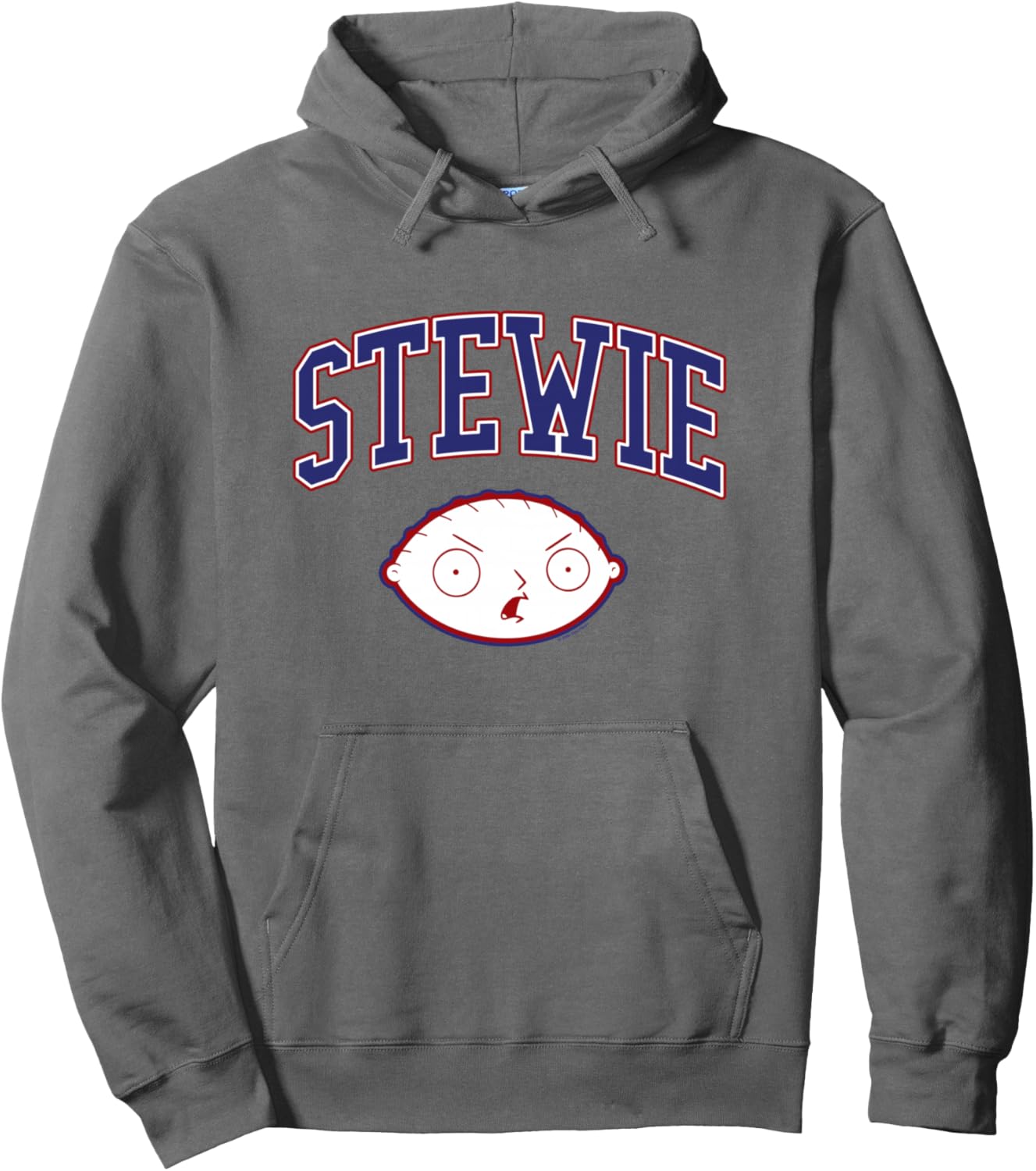 Family Guy Stewie Head and Athletic Lettering Funny Cartoon Pullover Hoodie