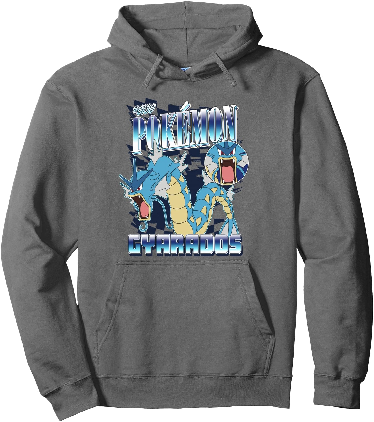 Pokmon Epic Gyarados Retro Montage Big Chest Logo Pullover Hoodie