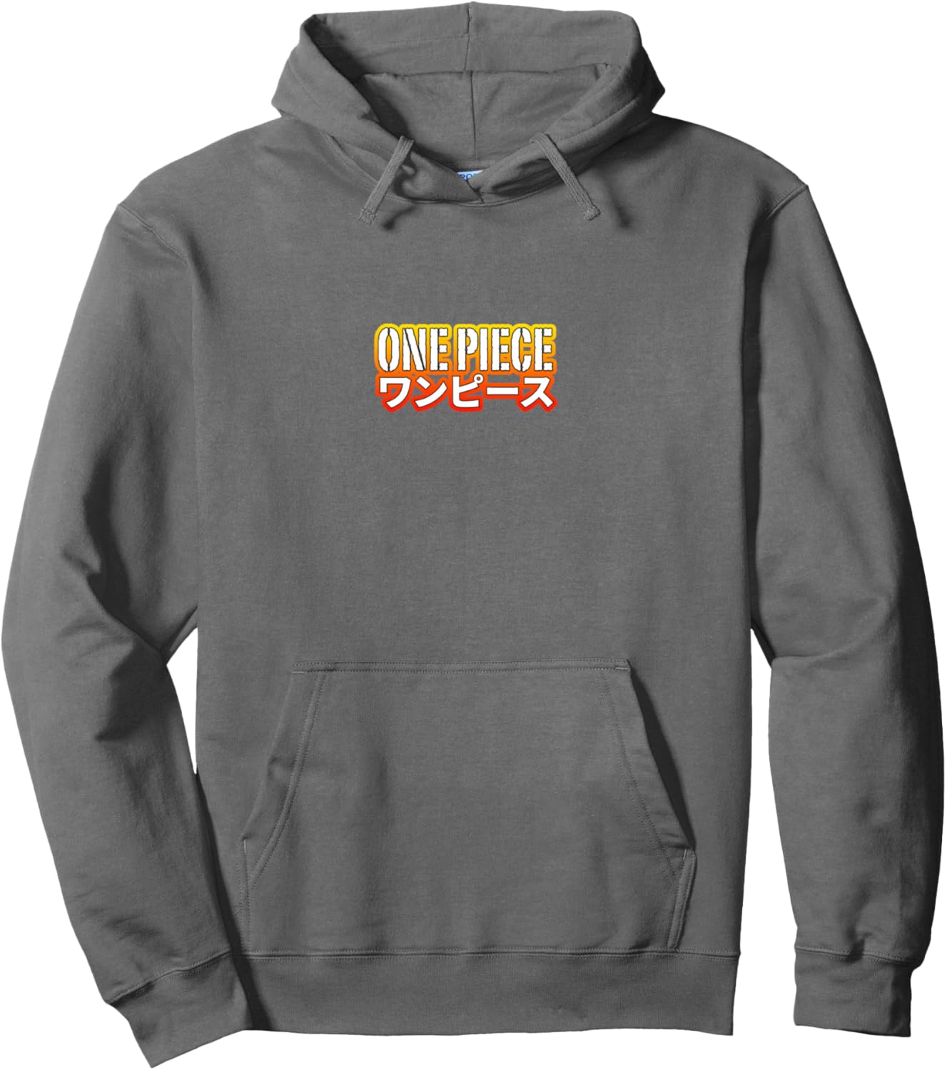 One Piece Anime Front and Back Stencil Logo and Group Photo Pullover Hoodie