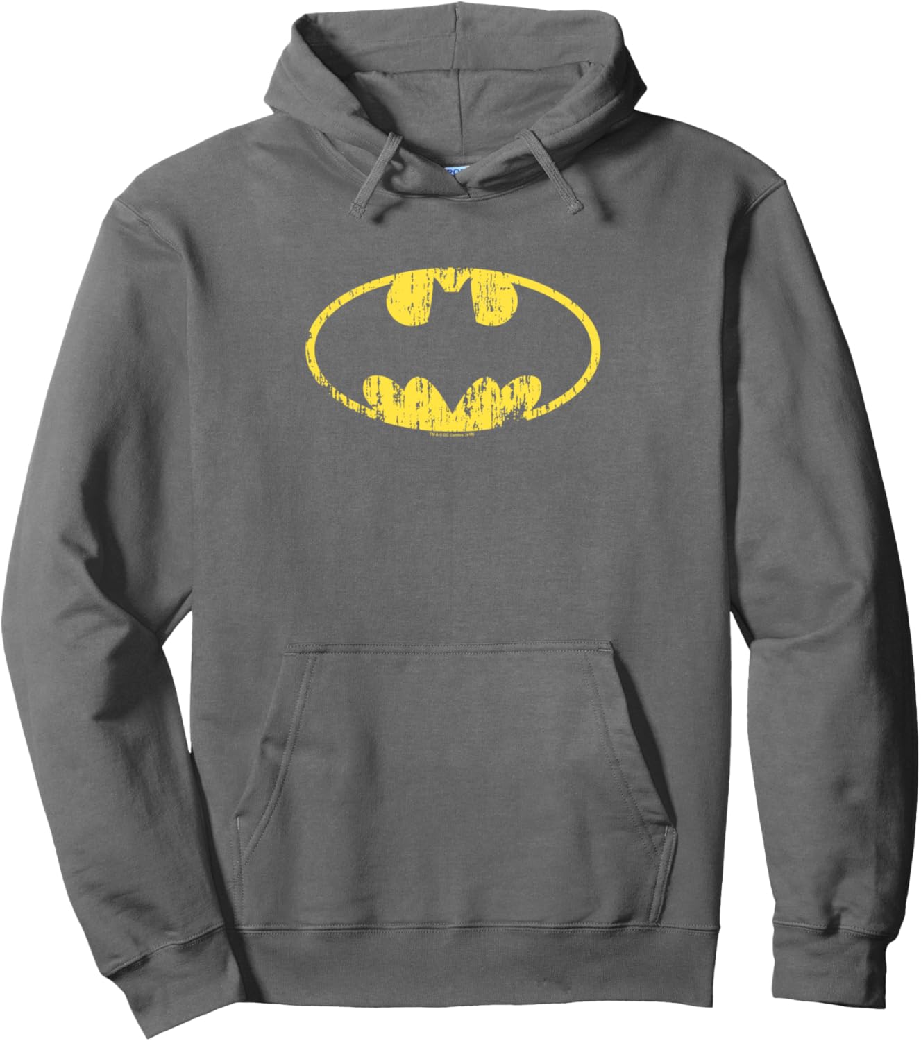 Batman Classic Logo Distressed Gray Pullover Hoodie Pullover Hoodie