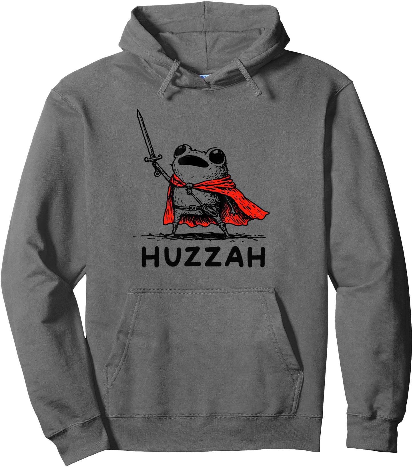 Retro Huzzah Frog Knight Funny Sword Meme Quote Pullover Hoodie