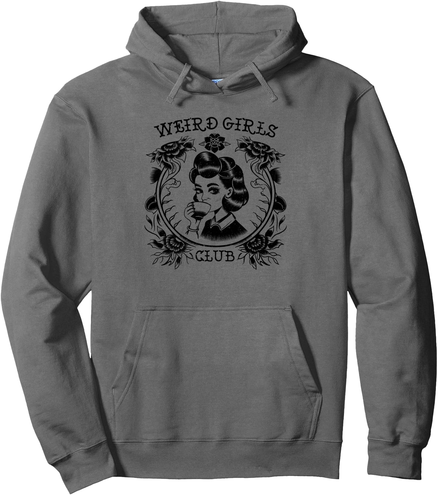 Weird Girls Club Retro Gothic Floral Alt Girl Pullover Hoodie