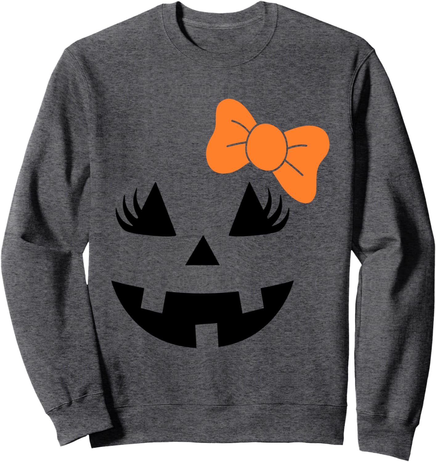 Girl Pumpkin Face Bow Jack-o-lantern Halloween Costume Party Sweatshirt