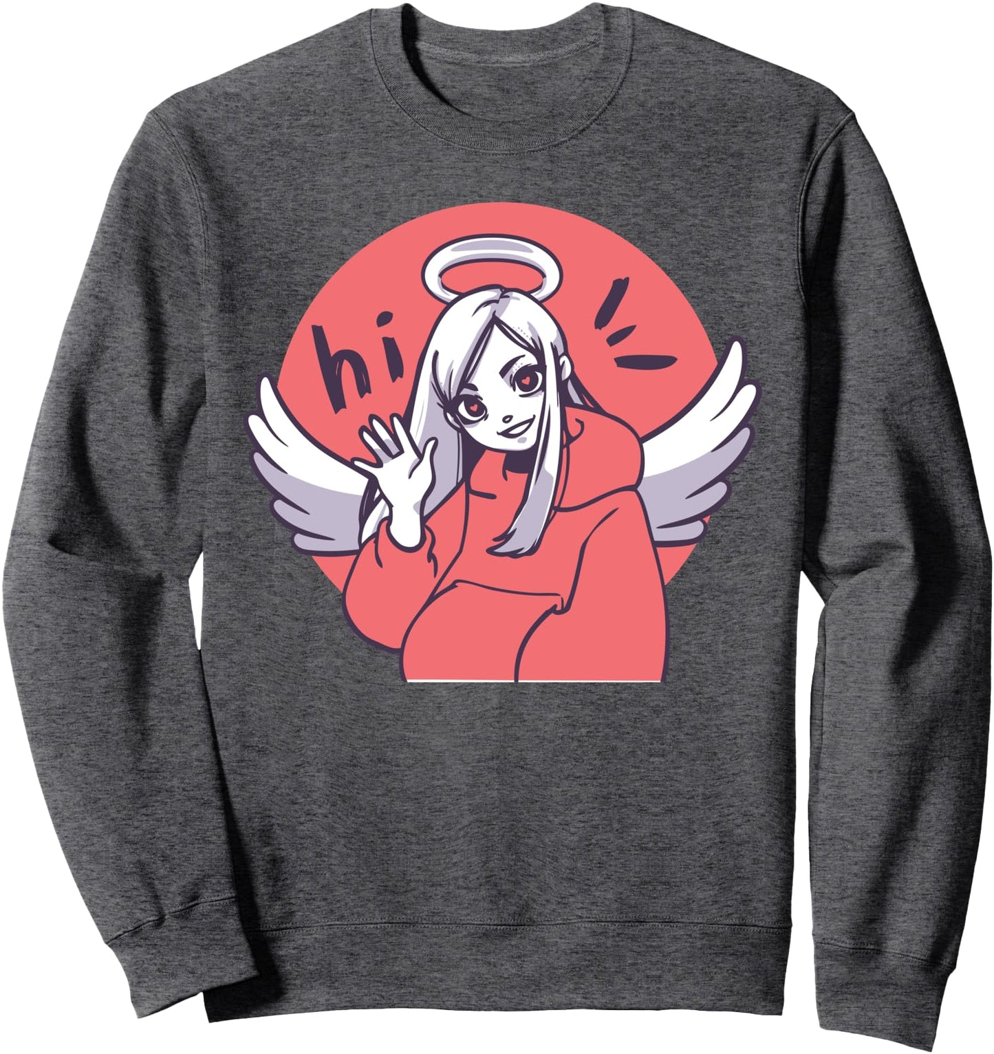 Angel Wing - Anime Girl - Otaku Japanese Aesthetics Grey Sweatshirt