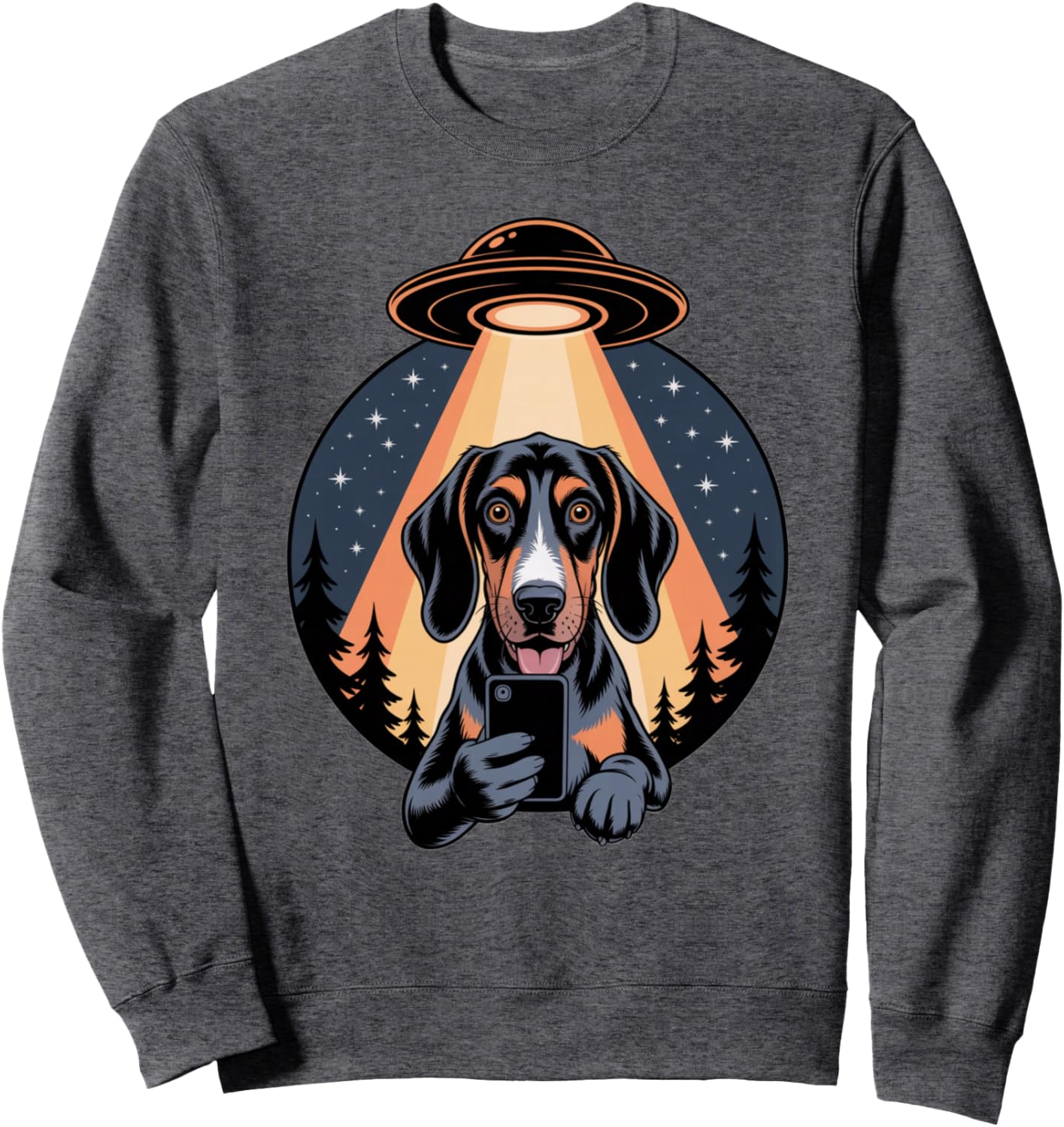 Tennessee Bluetick Coonhound UFO Selfie Funny Dog Abduction Sweatshirt