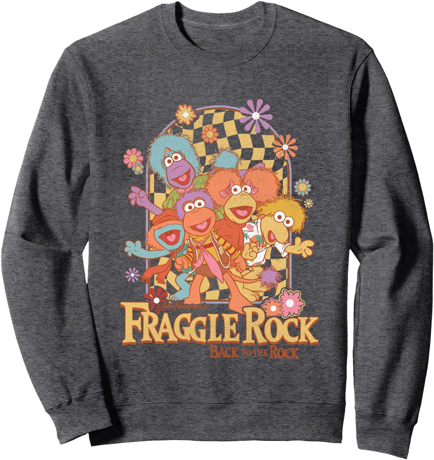 Fraggle Rock Back To The Rock Group Shot Vintage Chest Logo Sweatshirt