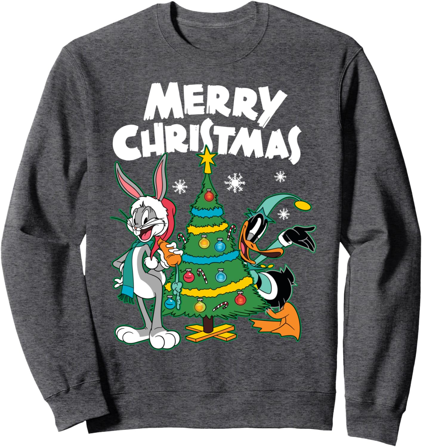 Christmas Looney Tunes Bugs Bunny Daffy Duck Tree Snowflakes Sweatshirt