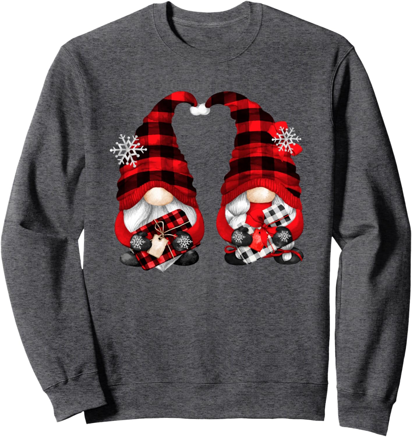 Cute Christmas Red Buffalo Plaid Motif For Women Xmas Gnome Sweatshirt