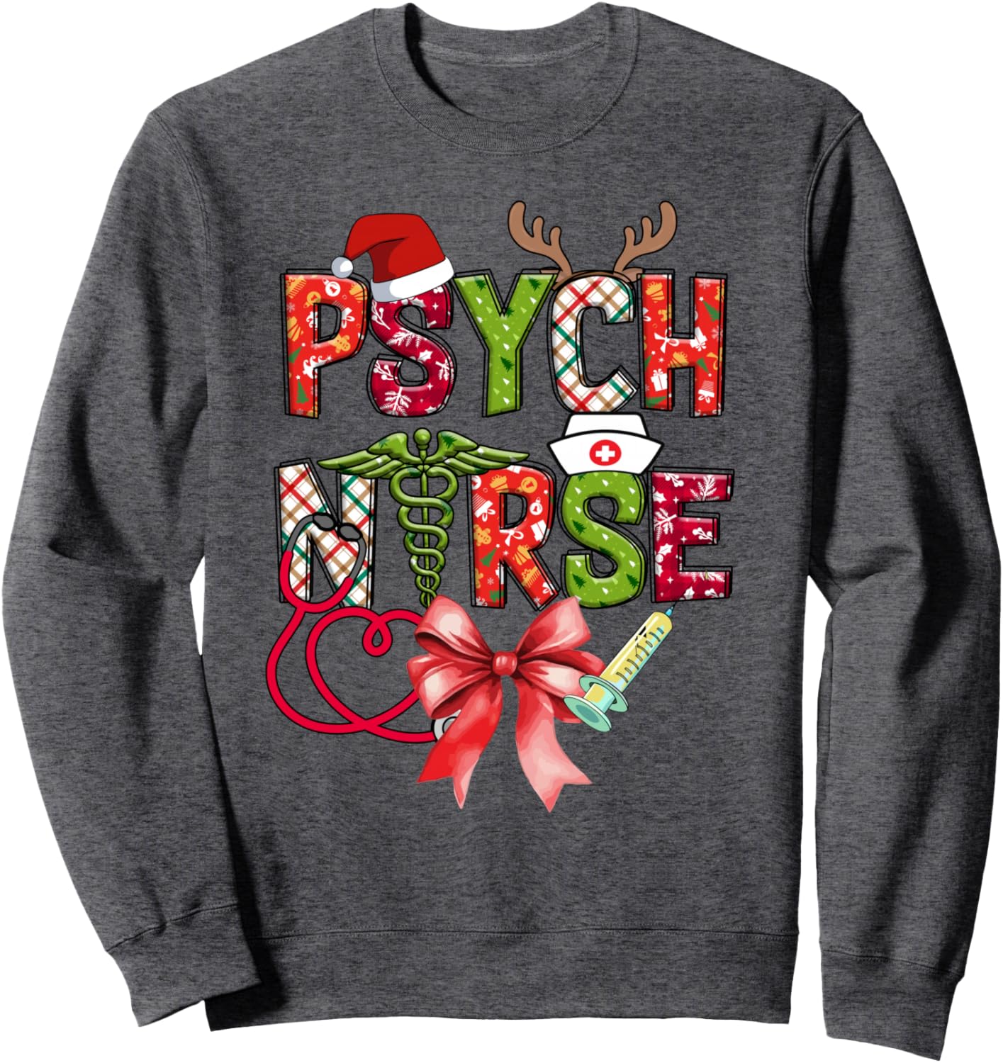 Psych Nurse Christmas Cute Coquette Christmas Bow Xmas Gift Sweatshirt
