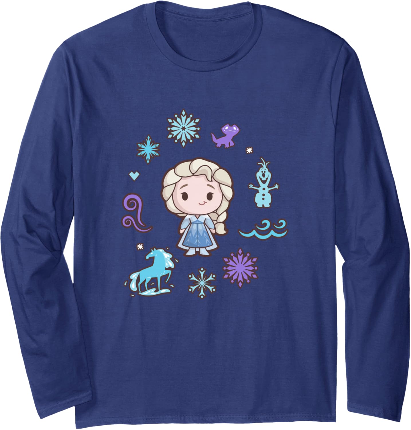 Disney Frozen Cute Princess Elsa Winter Icons Chibi Style Long Sleeve