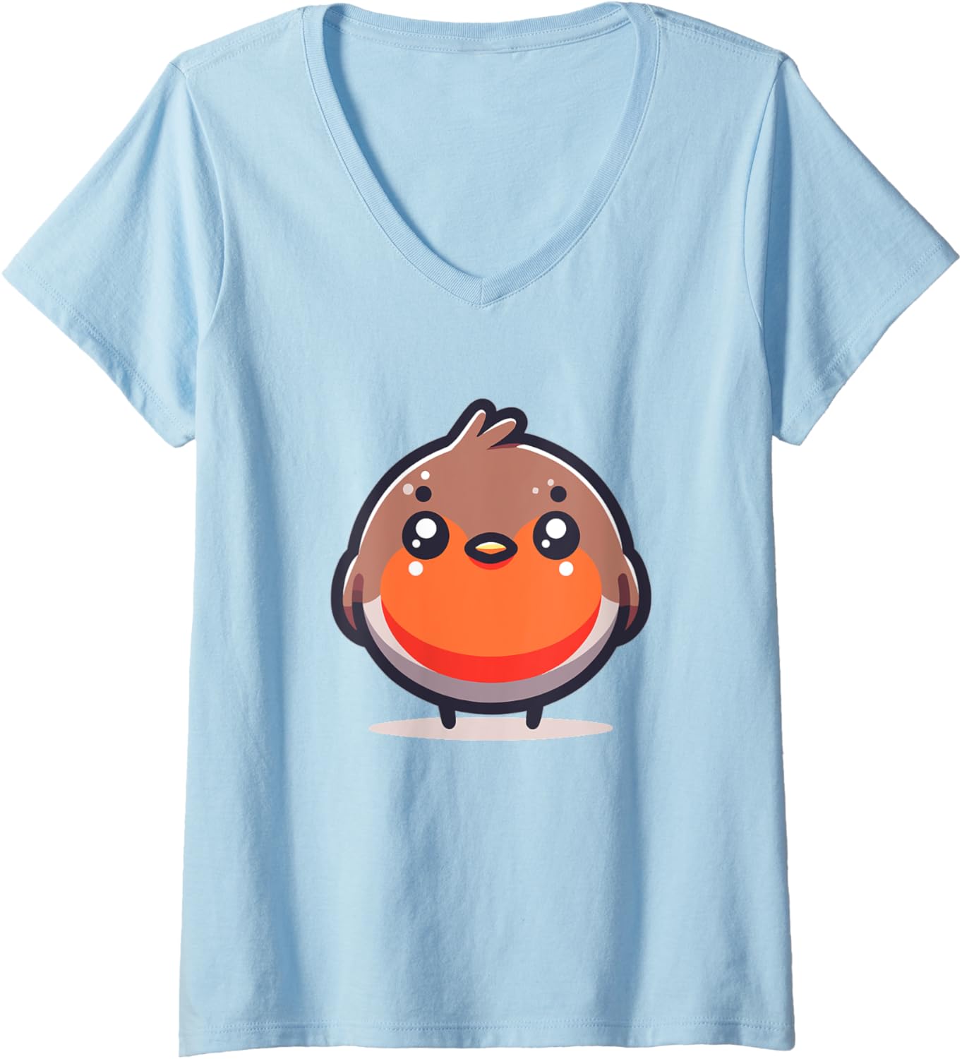 Womens Adorable Cute Japanese Kawaii Chibi Robin V-Neck