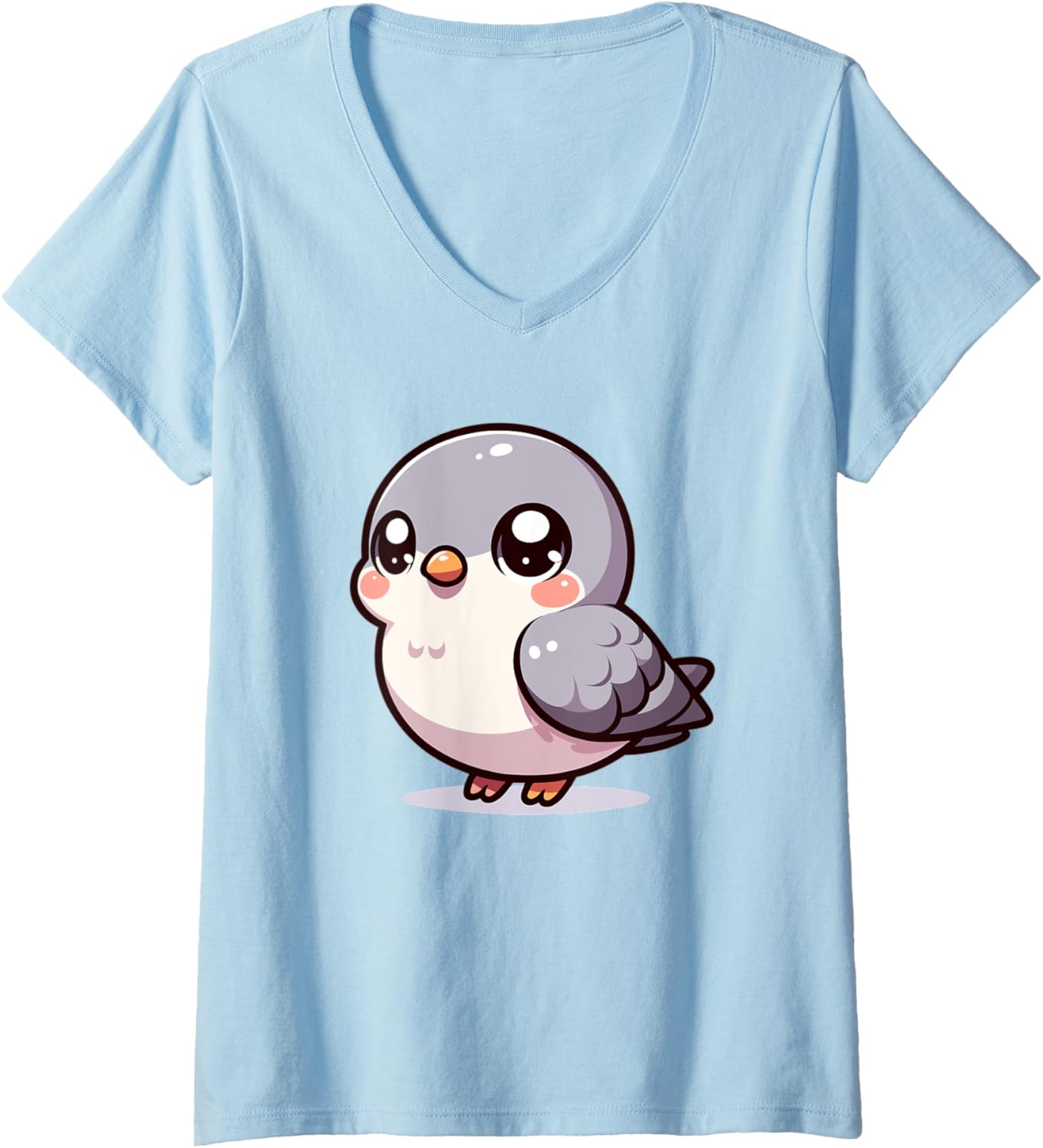 Womens Adorable Cute Japanese Kawaii Chibi Pigeon V-Neck