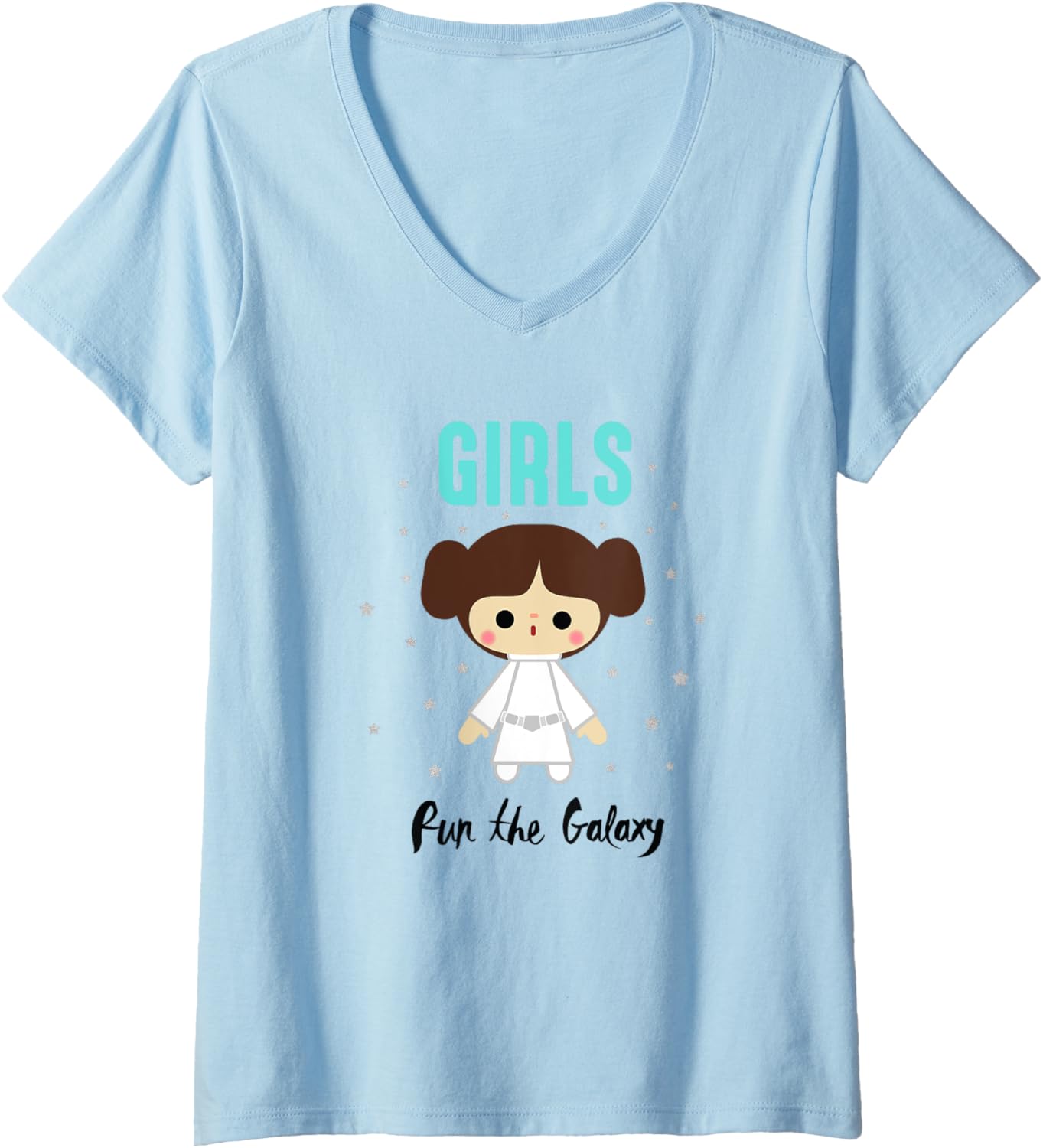 Star Wars Classic Princess Leia Girls Run The Galaxy Chibi V-Neck