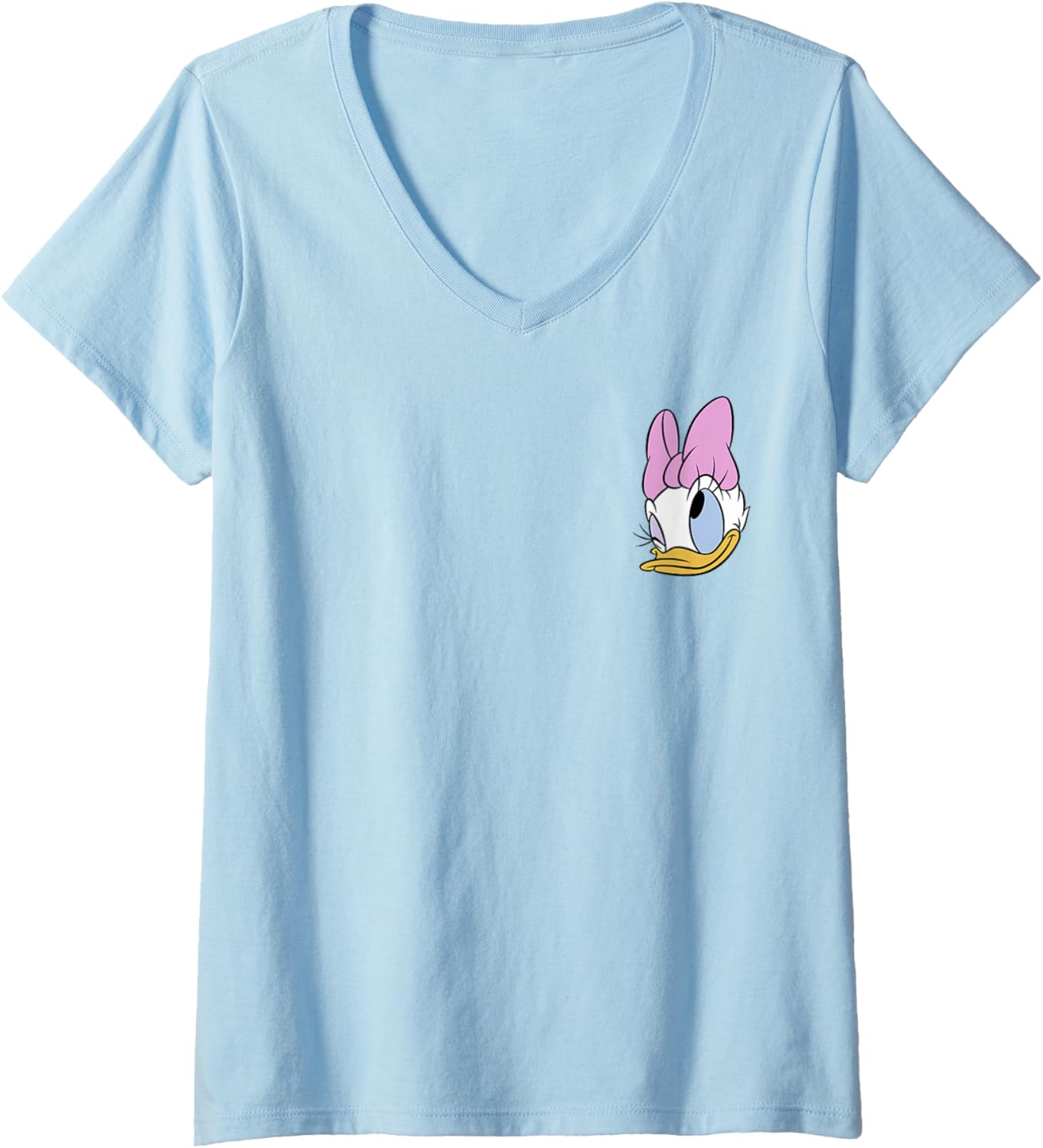 Womens Disney Mickey And Friends Daisy Duck Face Small Pocket Logo V-Neck