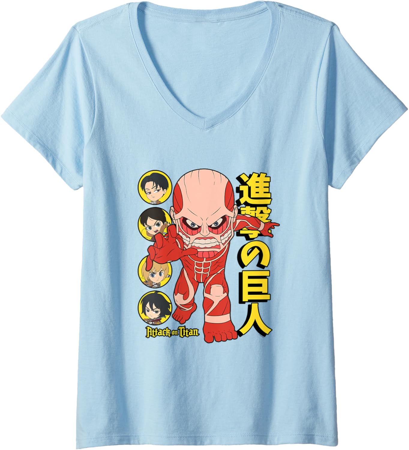 Womens Attack on Titan Season 3 Chibi Colossal & Characters Anime V-Neck
