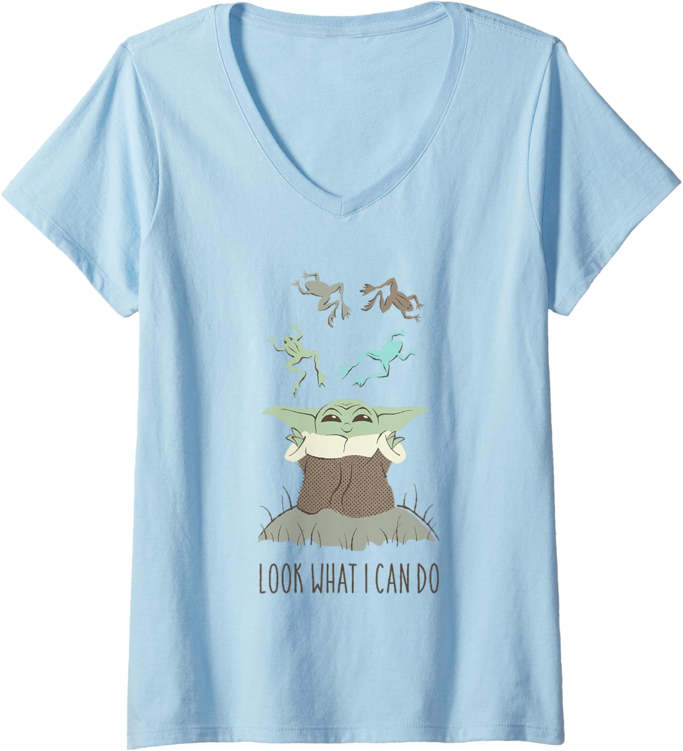 Womens Star Wars The Mandalorian Look What I Can Do Chibi Disney+ V-Neck
