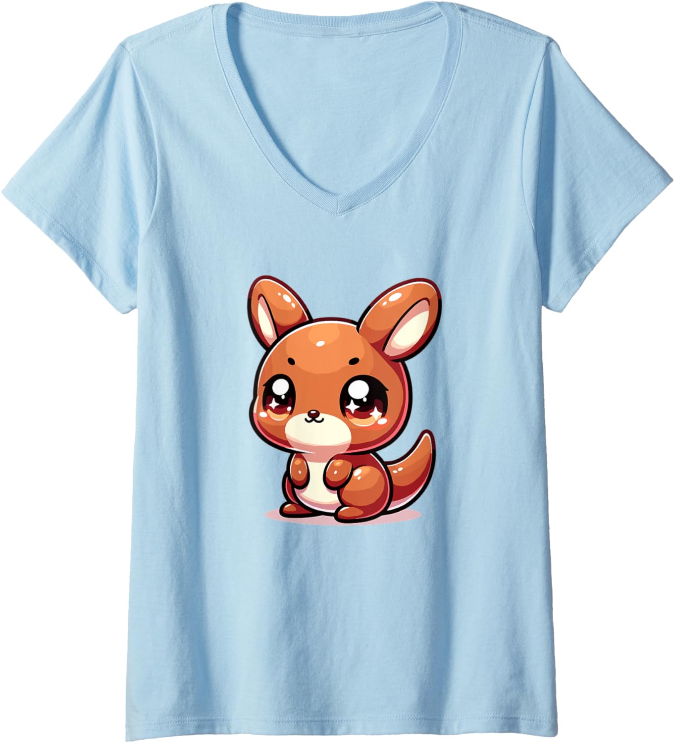 Womens Adorable Cute Japanese Kawaii Chibi Kangaroo V-Neck