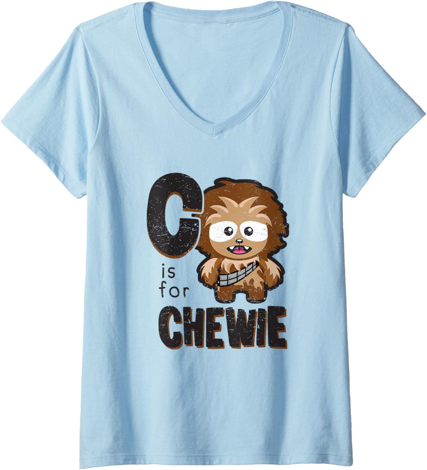 Star Wars Classic C Is For Chewie Distressed Chibi Chewbacca V-Neck