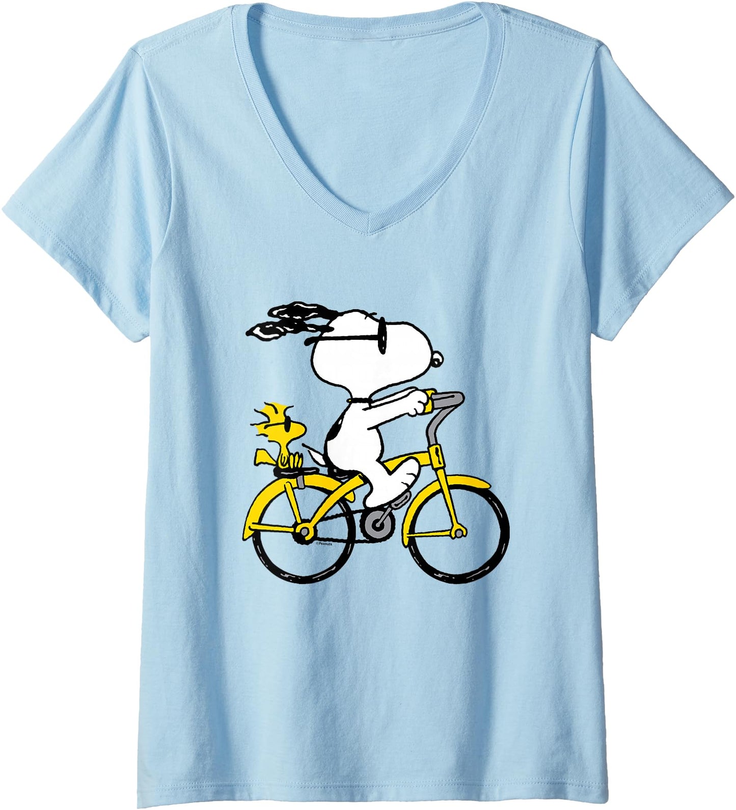 Womens Snoopy & Woodstock Riding Bike V-Neck