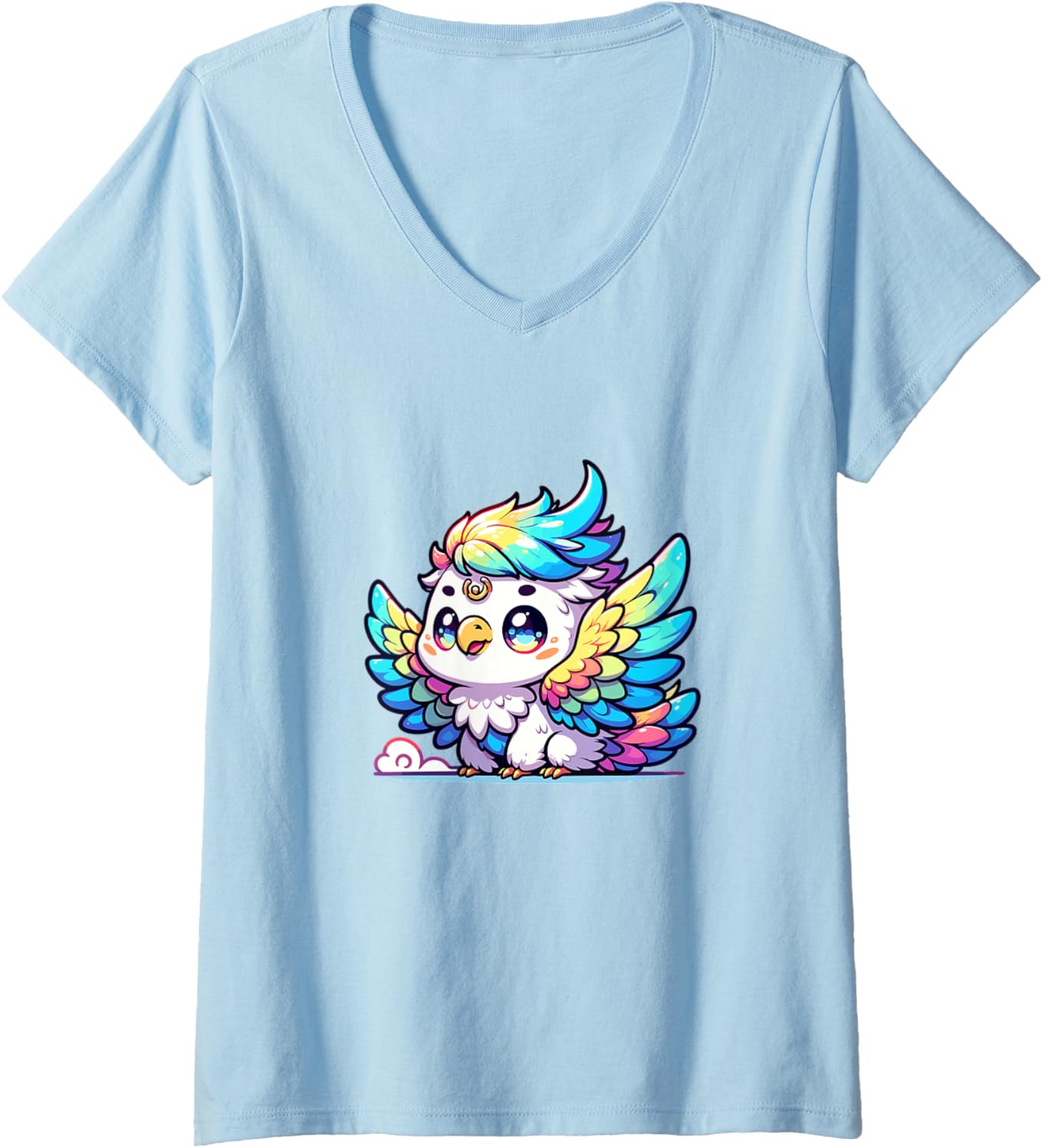 Womens Adorable Cute Japanese Kawaii Chibi Roc V-Neck