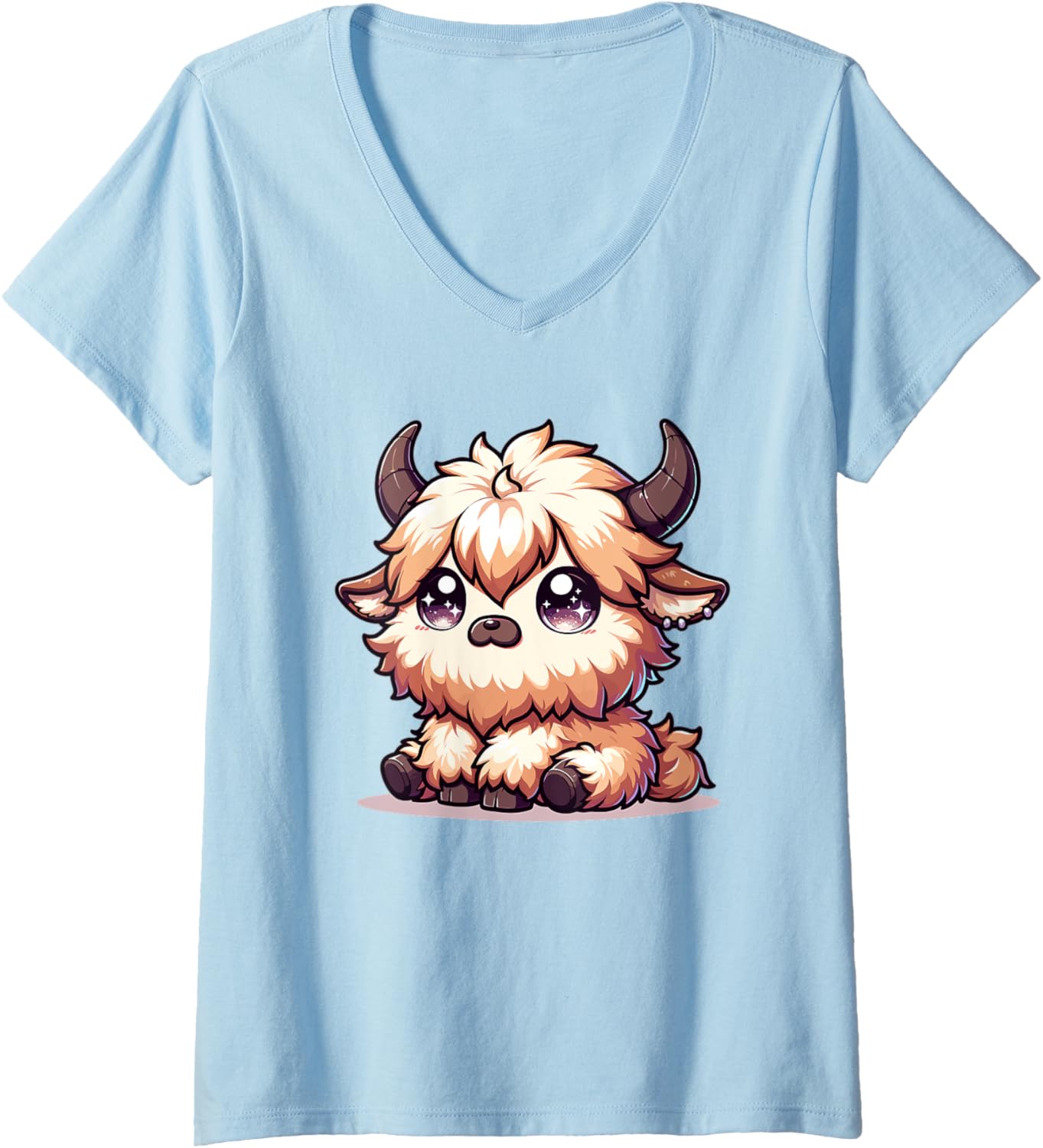 Womens Adorable Cute Japanese Kawaii Chibi Yak V-Neck