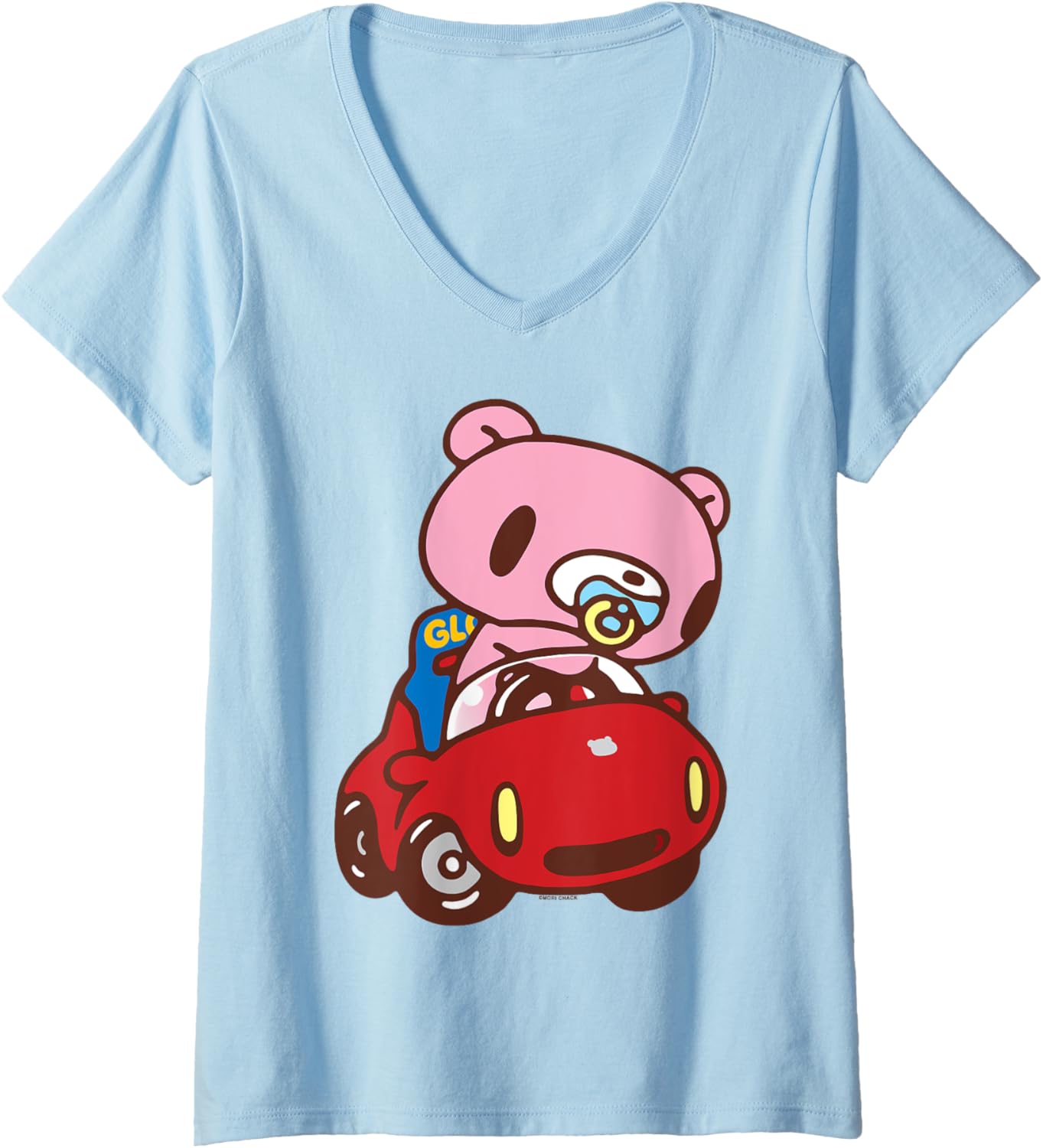Womens Baby Gloomy Naughty Grizzly In Car Chibi Kawaii Anime V-Neck