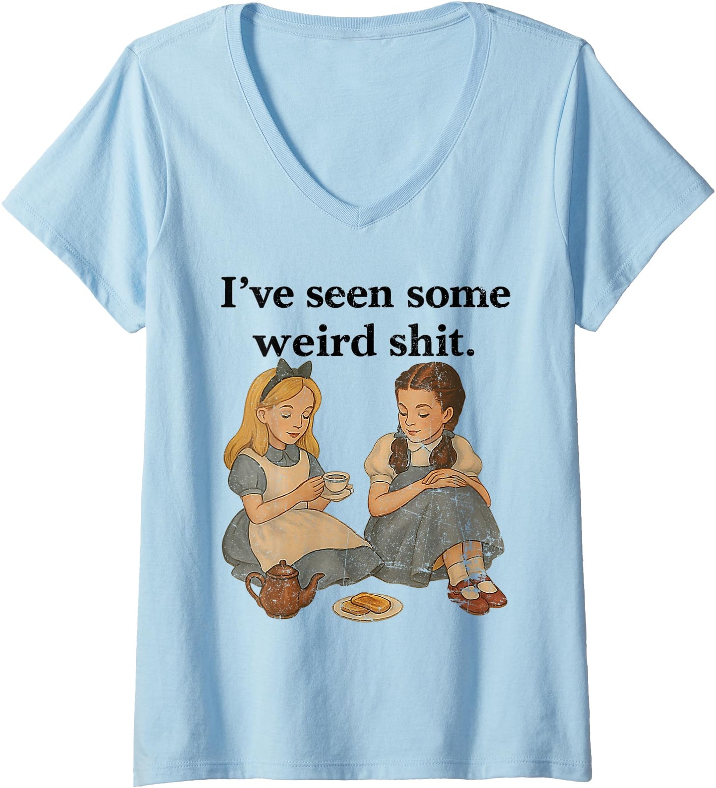 Womens I've Seen Some Weird Shit Vintage Funny Girl Women V-Neck