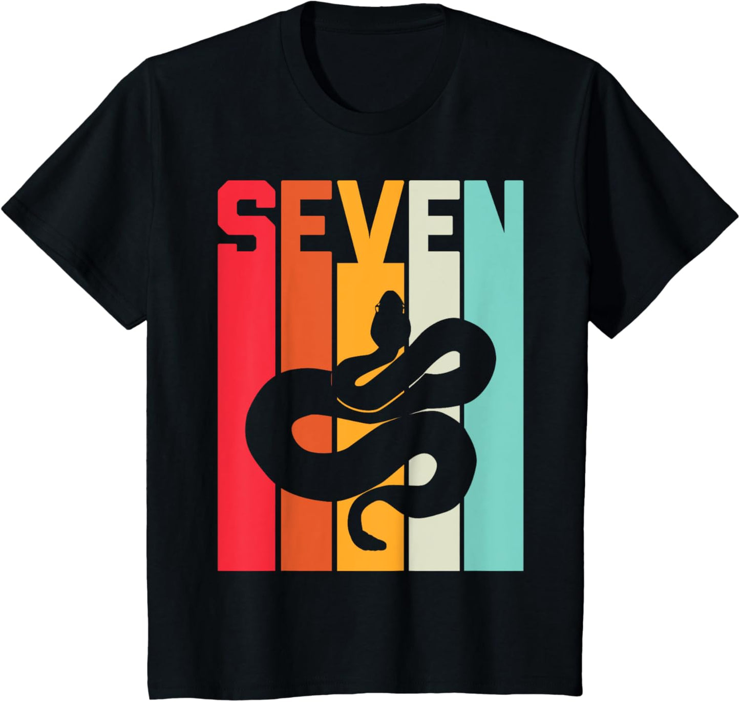 7th Birthday Vintage Snake Lover Pet Reptile 7 Years Old T-Shirt