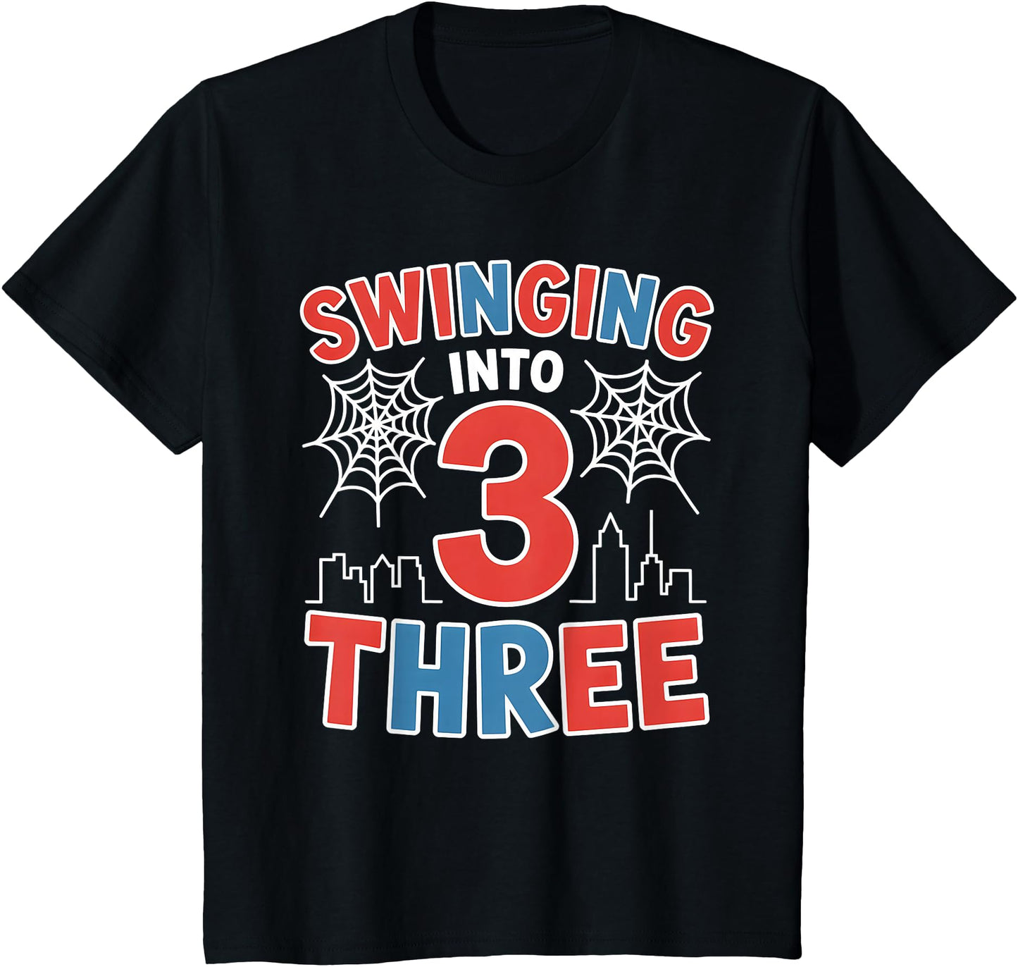 Spider Web Swinging Into 3 3rd Birthday Girls Boys 3Yr Old