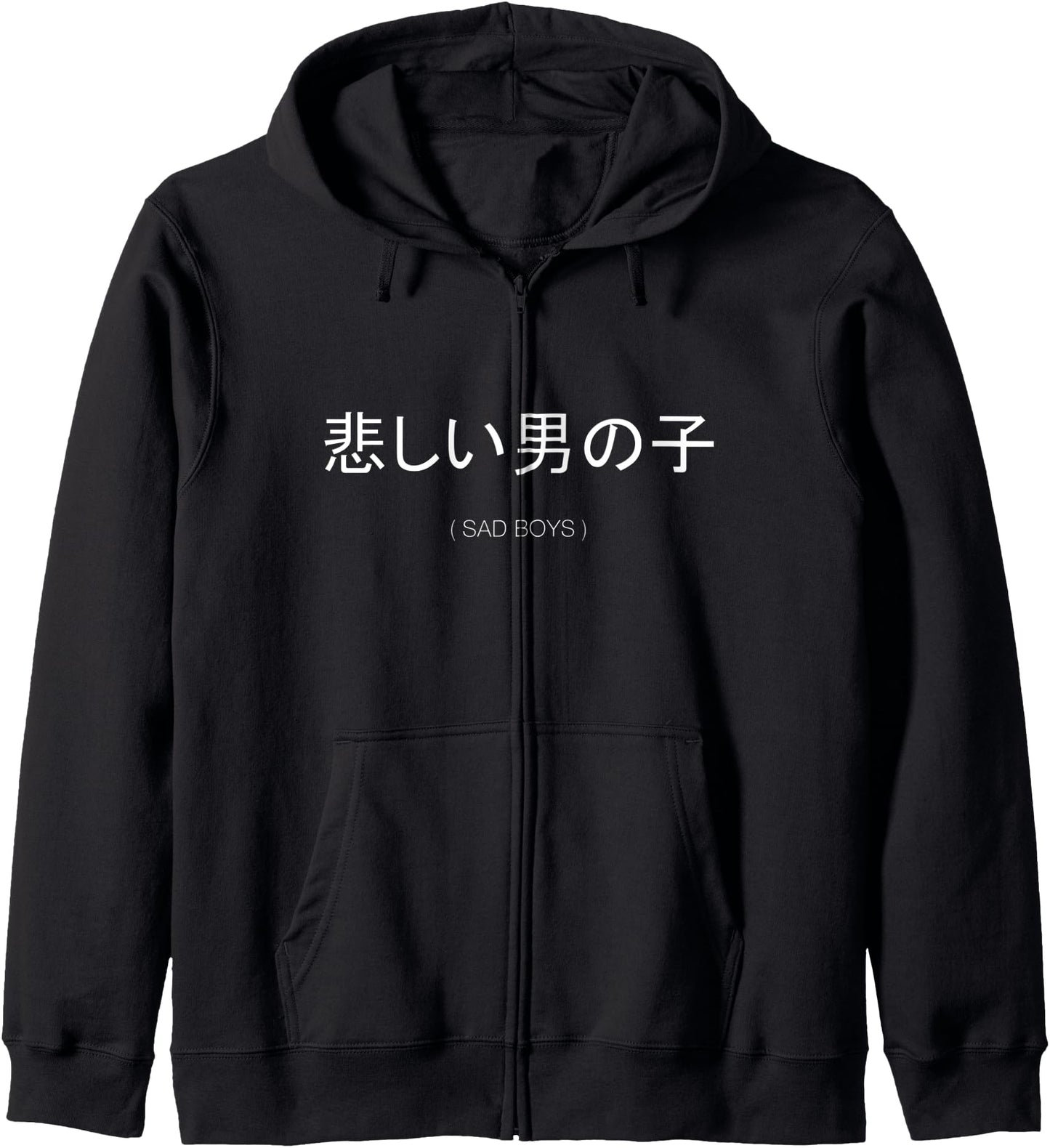 SAD BOYS Japanese Text Zip Hoodie
