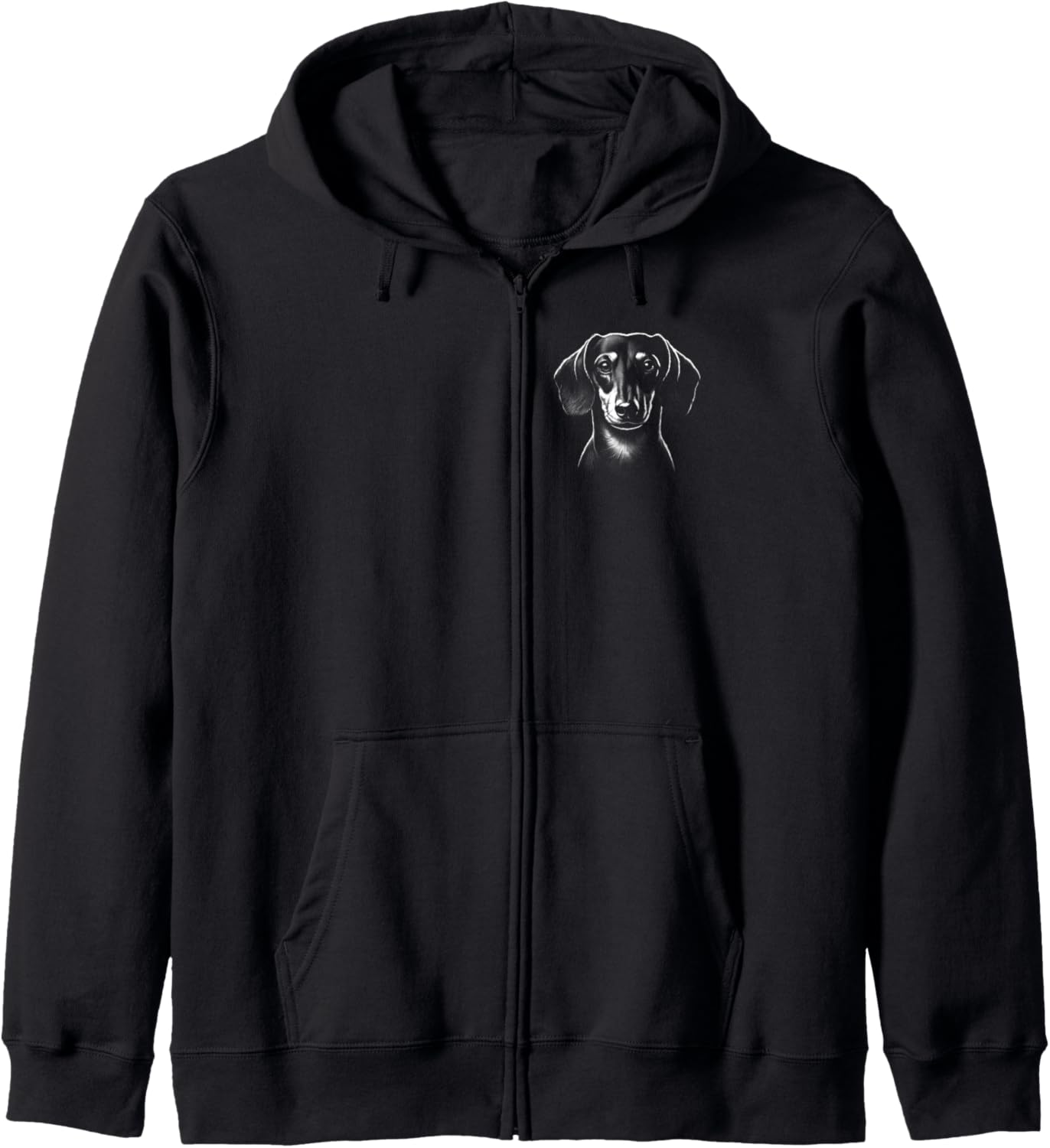 Cute Dachshund Head as Portrait in Drawing Style Zip Hoodie