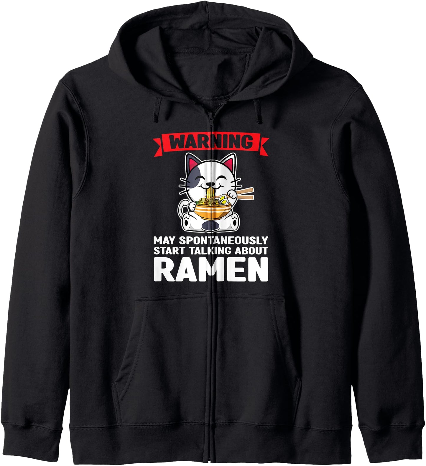warning start talking ramen Cat Anime Cat Anime & ramen Hoodie