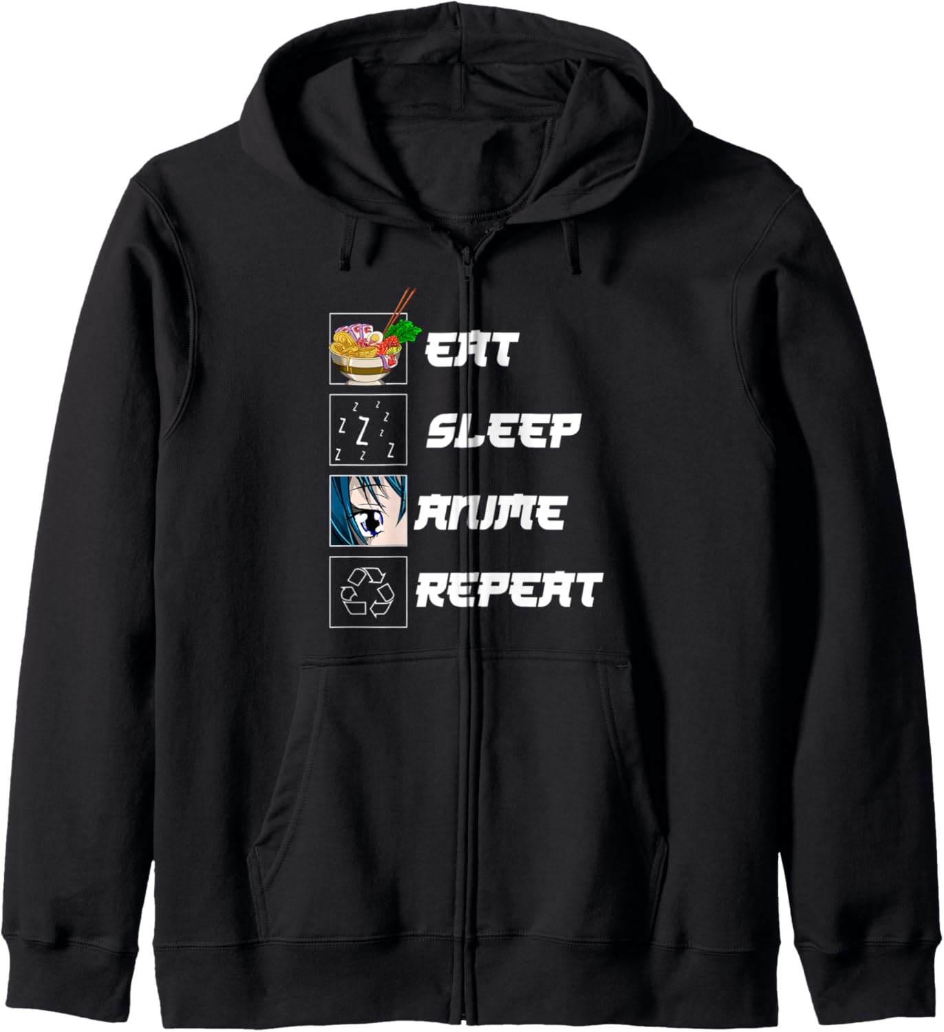 Japanese Ramen Eat Sleep Anime Repeat Kawaii Otaku Anime Zip Hoodie