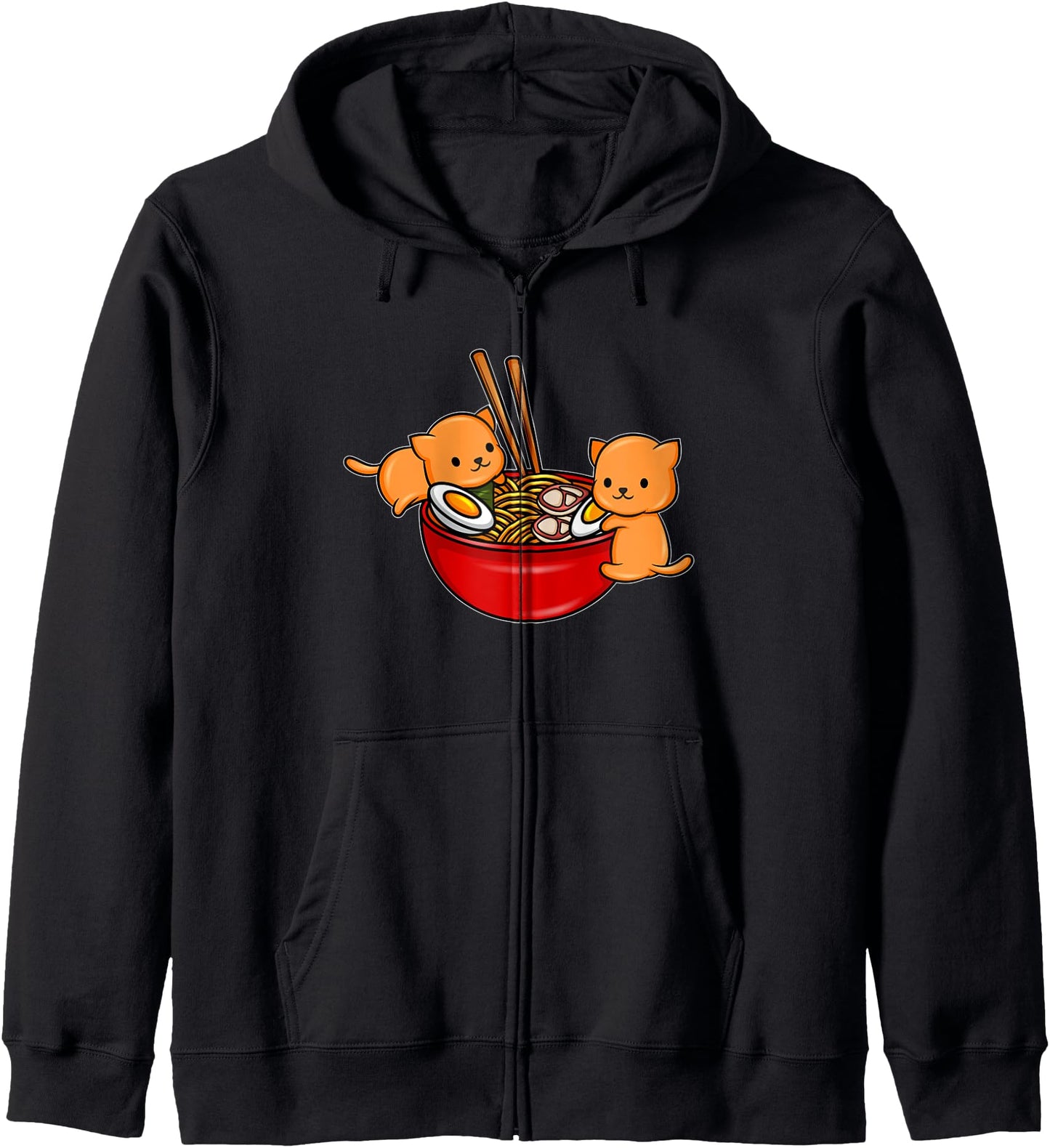 Noodles Eating Cat in Kawaii Japan Style for Anime Girls Hoodie