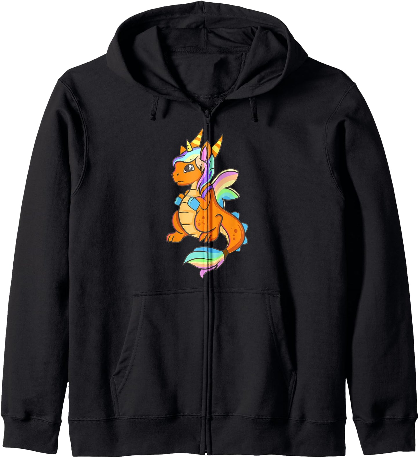 Cute Kawaii Anime - Dragon In Unicorn Costume - Japanese Zip Hoodie