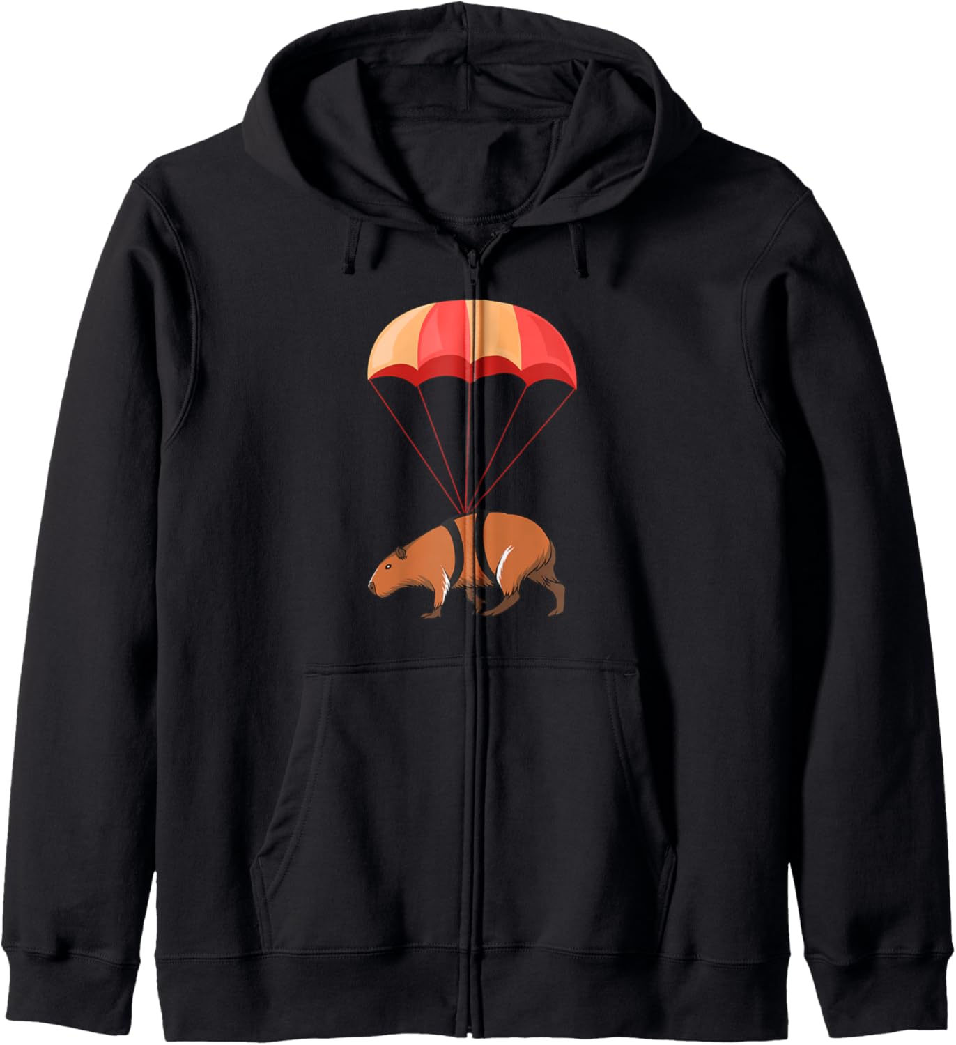 Parachuting Capybara for Capybara Lovers Zip Hoodie