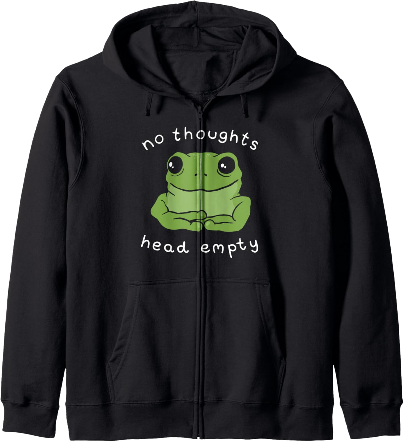 No Thoughts Head Empty Cute Frog Meme Aesthetic Zip Hoodie