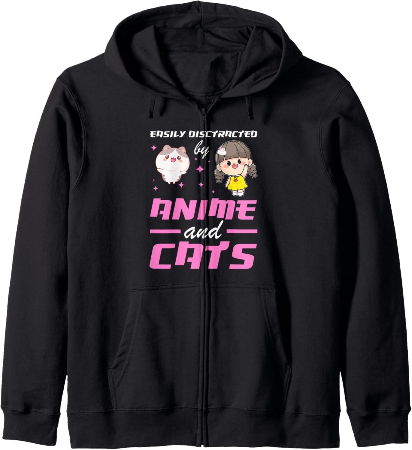 easily distracted by anime and cats Anime Merch Hoodie