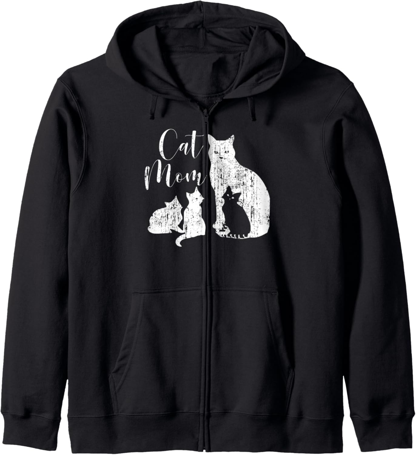 CAT MOM Mama Cat & Kittens Retro Vintage Women Mother Aunt Zip Hoodie