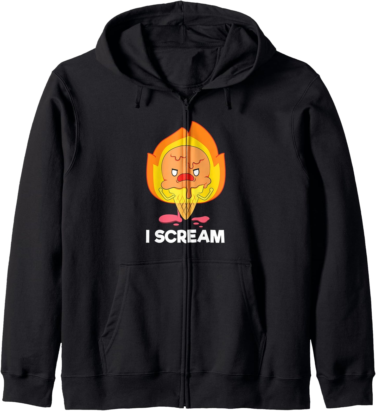 I Scream Ice Cream On Fire Japanese Anime Zip Hoodie