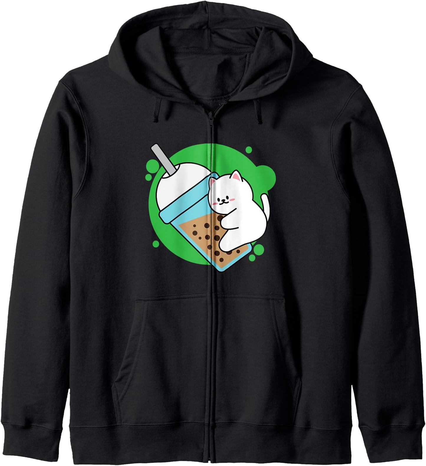 Laughing Cat Neko Kawaii Boba Tea In Anime Style Hoodie