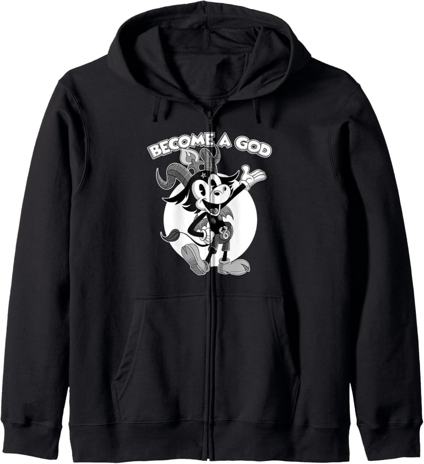Became a God Kawaii Baphomet Lucifer Cartoon Zip Hoodie