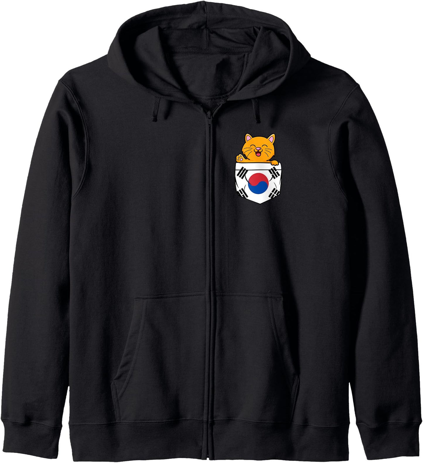 Cat In Pocket South Korean Flag South Korea Roots Zip Hoodie