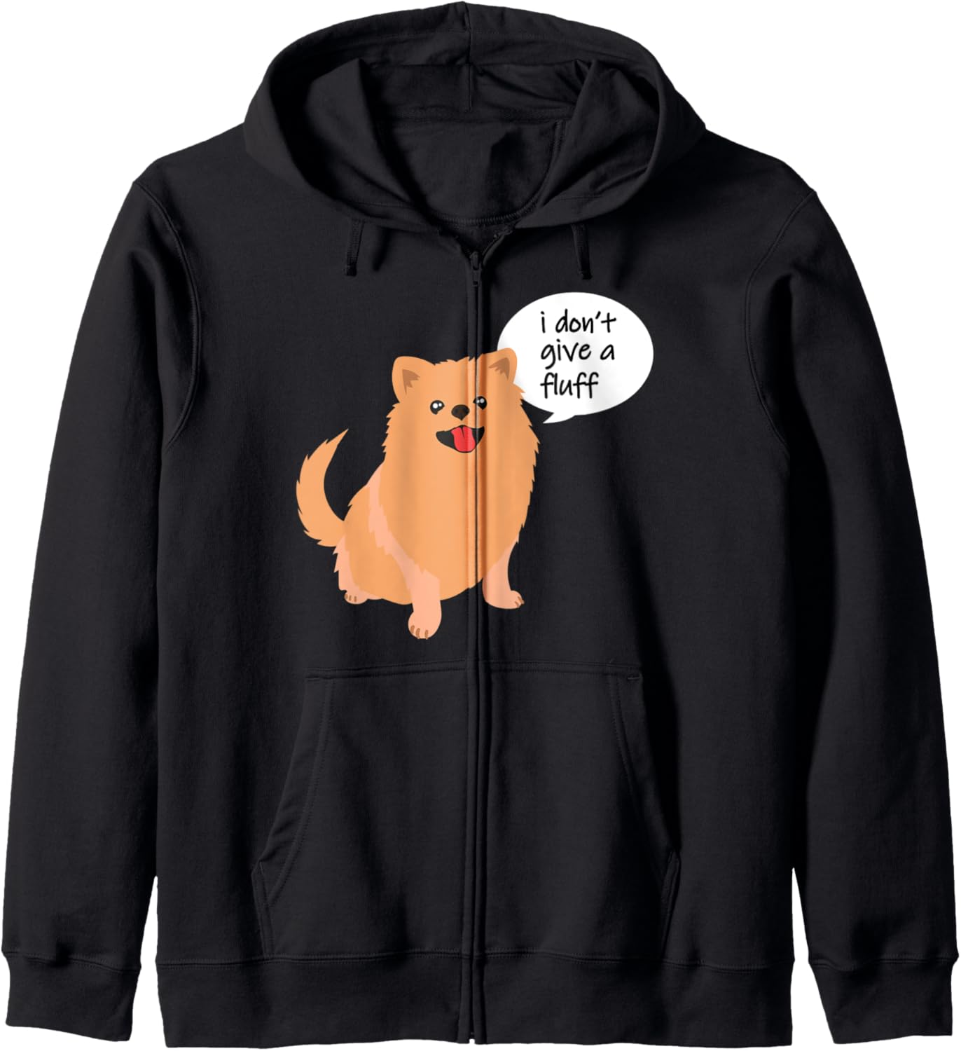 I Don't Give A Fluff - Funny Pomeranian Dog Lover Zip Hoodie